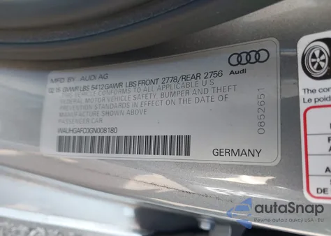 2016 Audi A6 3.0T Premium Plus z USA, uszkodzony, nr VIN WAUHGAFC0GN008180
